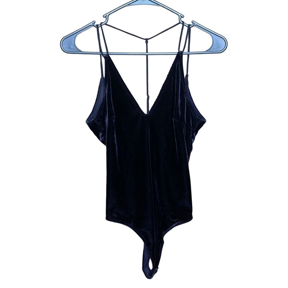 Naked Princess Jordana Bodysuit Charcoal Grey Velvet Size Small NWT